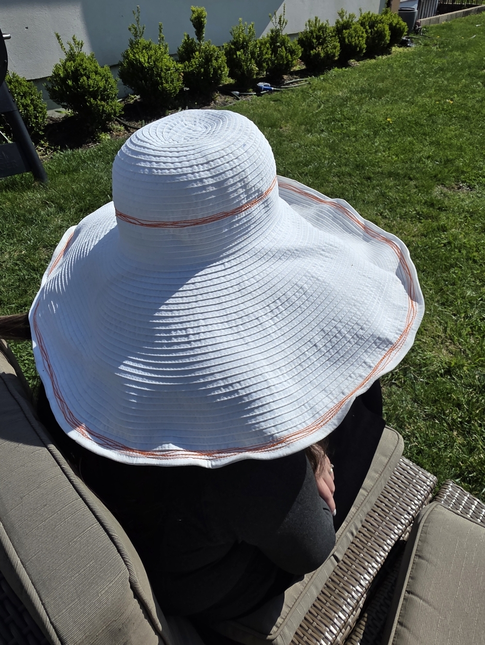 Lola Hats White Wide-Brim Sun Hat with Orange Trim